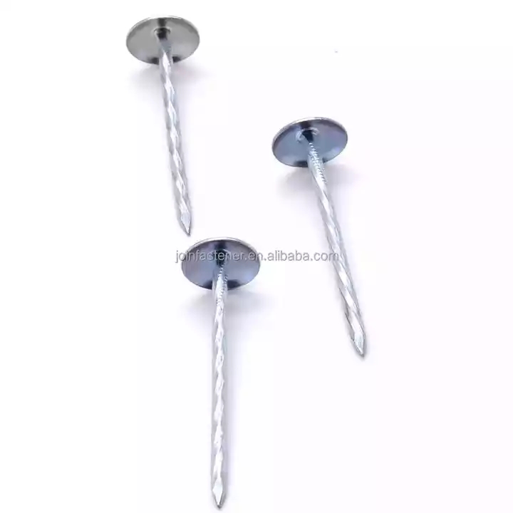 Galvanized roofing nail, twist shank with washer