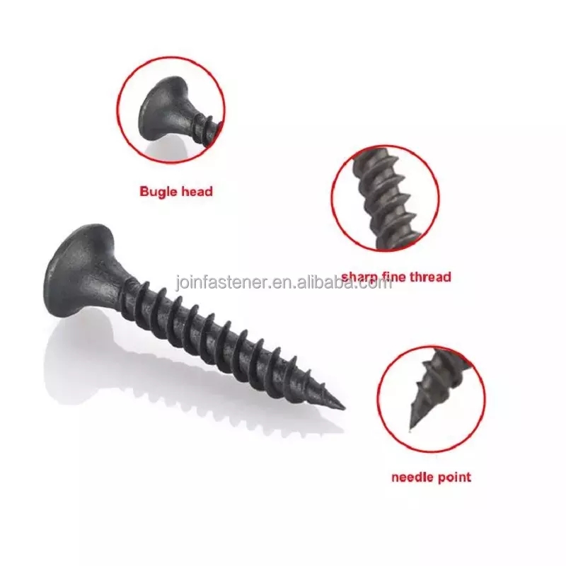 China Manufacturer Factory Price Phillips Black Bugle Head Drywall 25mm Screw for Gypsum